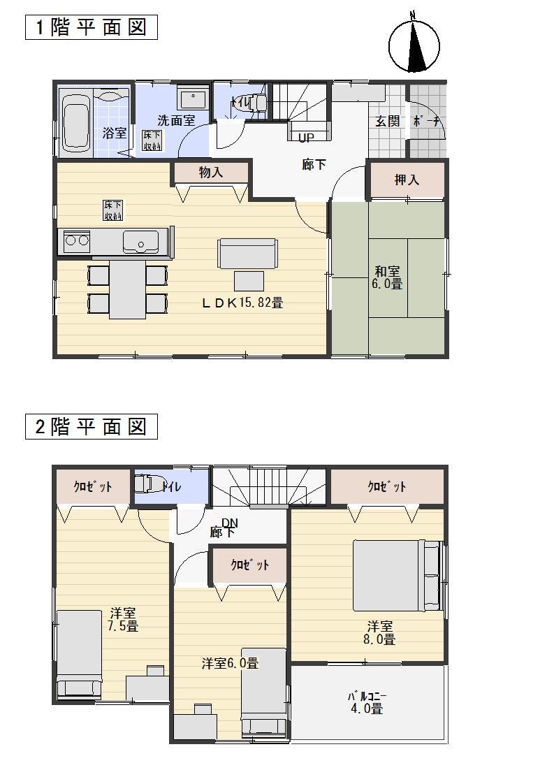 Floor plan. 28.8 million yen, 4LDK, Land area 165.33 sq m , It is a building area of ​​105.16 sq m 1 Building Floor Plan. 