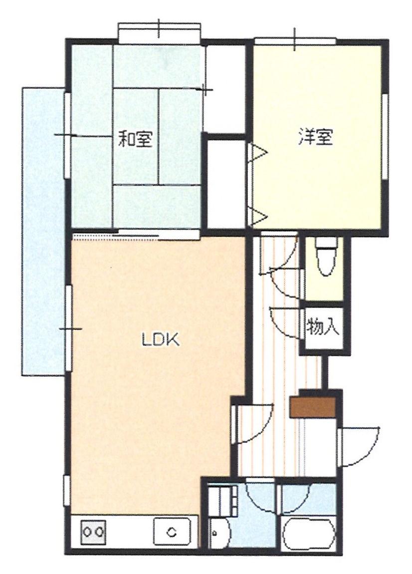 Floor plan. 2LDK, Price 6.5 million yen, Occupied area 54.99 sq m , Balcony area 7.03 sq m