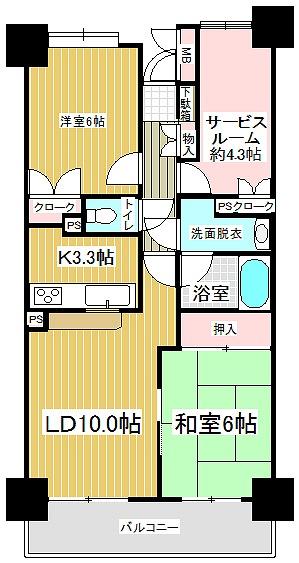 Floor plan. 2LDK + S (storeroom), Price 14.1 million yen, Occupied area 65.87 sq m , Balcony area 7.84 sq m