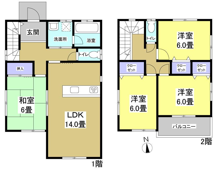 Floor plan. 24,900,000 yen, 4LDK, Land area 133.24 sq m , Building area 96.05 sq m