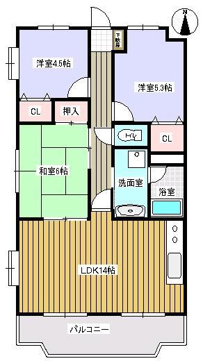Floor plan. 3LDK, Price 9.5 million yen, Occupied area 68.67 sq m , Balcony area 8.55 sq m