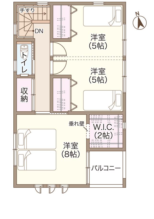 Floor plan. 33,500,000 yen, 3LDK + S (storeroom), Land area 135.17 sq m , Building area 101.04 sq m 2 floor Floor. Western-style design that is partitioned according to the growth of your family. 