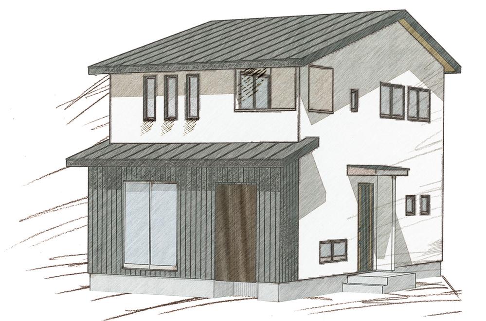 Rendering (appearance). Exterior design of the Japanese style of grating accent. 
