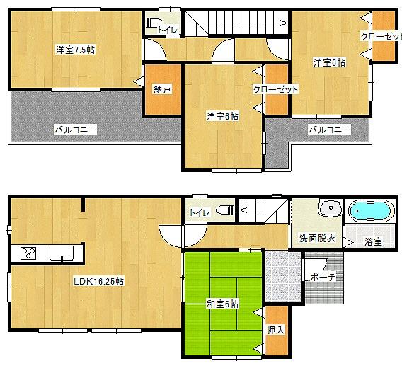 Floor plan. 26,400,000 yen, 4LDK, Land area 132 sq m , Building area 95.23 sq m