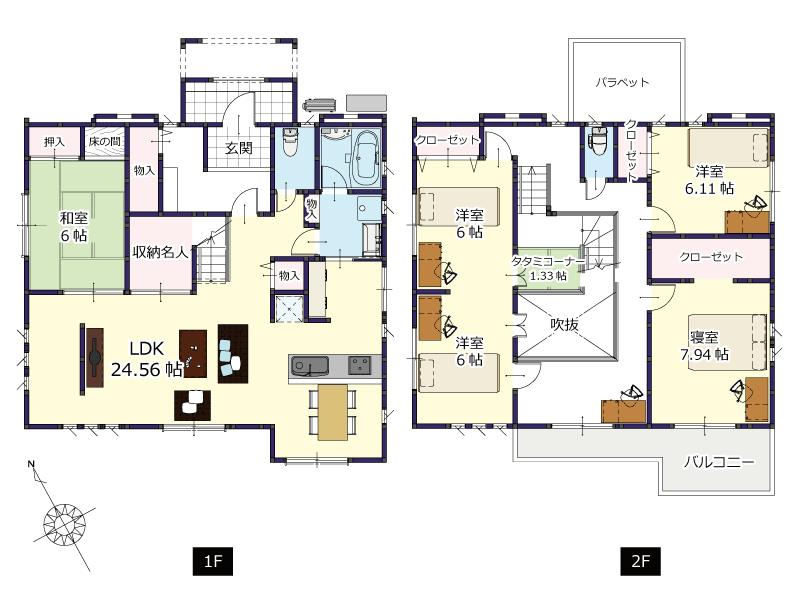 Floor plan. 41,980,000 yen, 5LDK, Land area 264.47 sq m , Building area 158.34 sq m A Building Floor plan