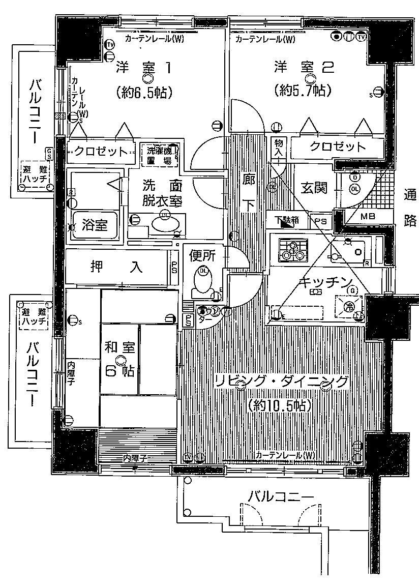Floor plan. 3LDK, Price 14.5 million yen, Footprint 75.3 sq m , Balcony area 14.77 sq m
