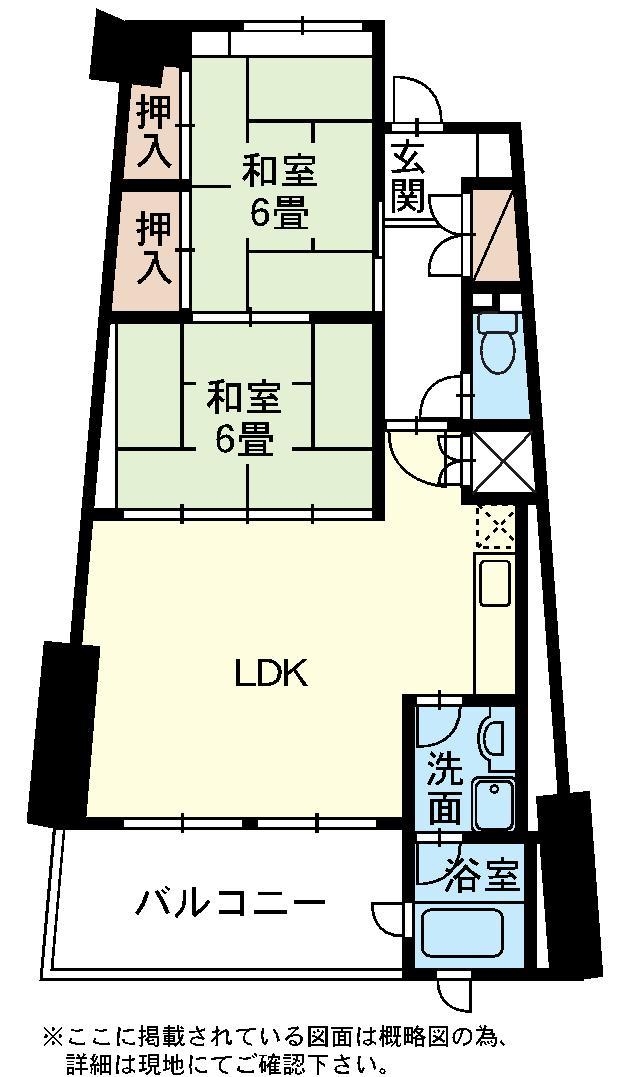Floor plan. 2LDK, Price 5.74 million yen, Occupied area 70.72 sq m , Balcony area 9.73 sq m