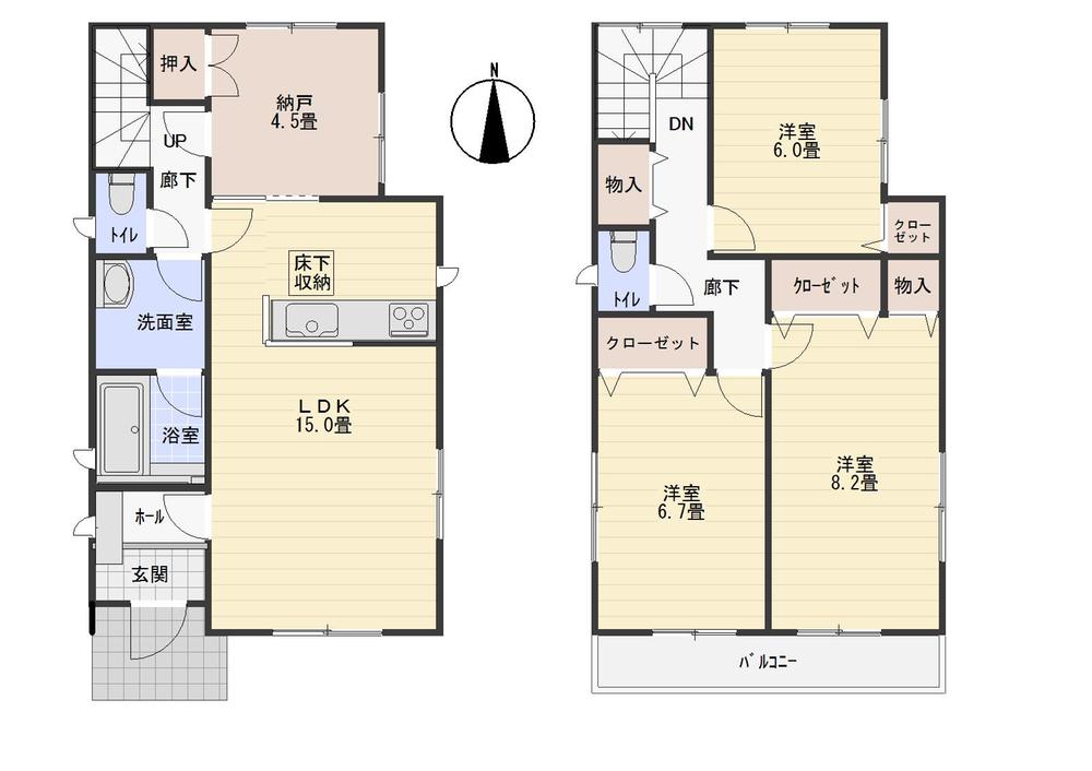 Floor plan. 24,900,000 yen, 4LDK, Land area 122.32 sq m , Building area 95.98 sq m 1 floor, 2 is a floor plan view