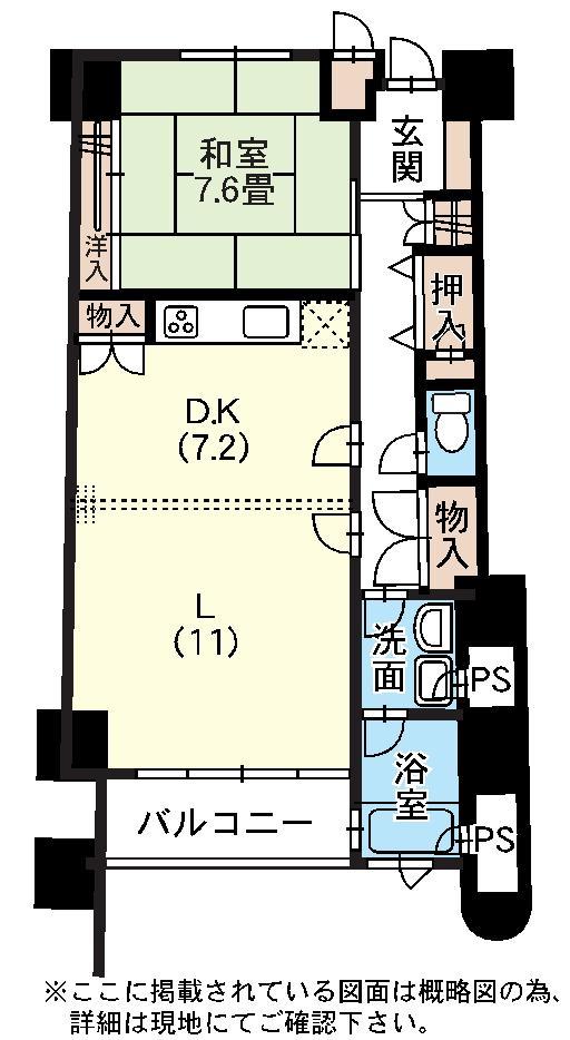 Floor plan. 1LDK, Price 5.1 million yen, Occupied area 75.28 sq m , Balcony area 16.78 sq m