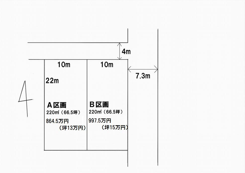 Compartment figure. Land price 9,975,000 yen, Land area 220 sq m