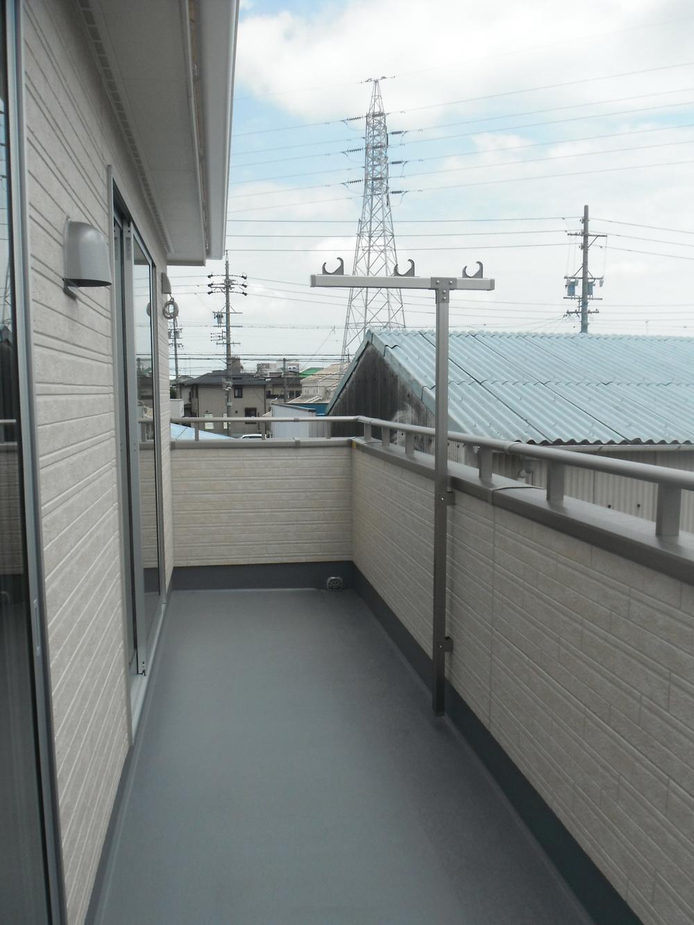 Balcony. Wide balcony <is a complete image> with clothes fittings