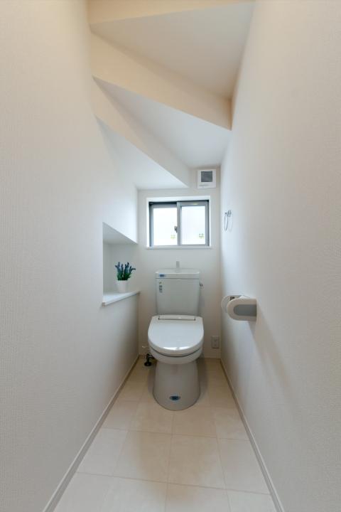 Toilet. Produce a sense of fashion is the unevenness of the staircase