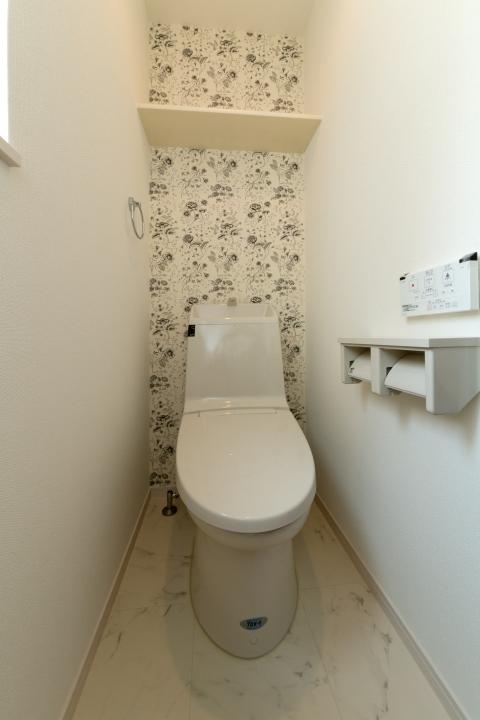 Toilet. Sanitary room for changing the one side wallpaper, A gorgeous space ・  ・  ・ 