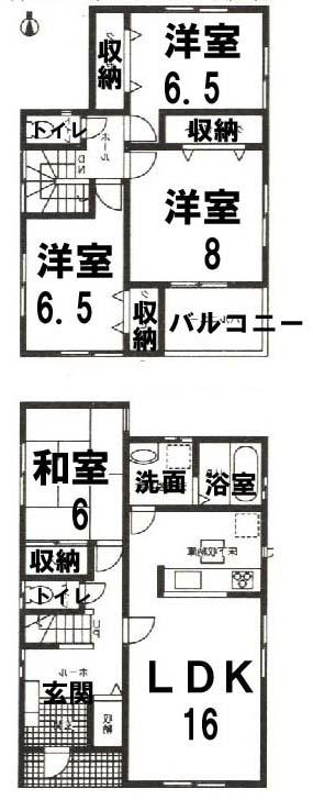 Floor plan. 23.8 million yen, 4LDK, Land area 216.52 sq m , Building area 104.33 sq m 2 Building 23.8 million yen