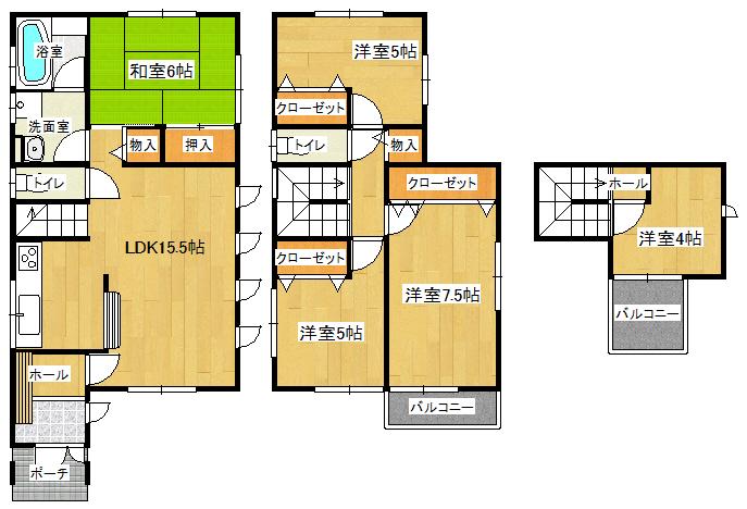 Floor plan. 24,950,000 yen, 5LDK, Land area 132.32 sq m , Building area 105.99 sq m
