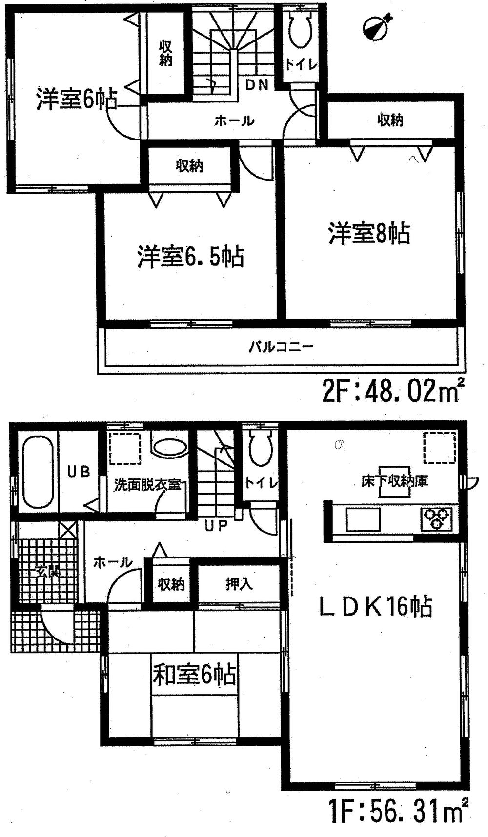 Floor plan. (3 Building), Price 18.5 million yen, 4LDK, Land area 231.11 sq m , Building area 104.33 sq m