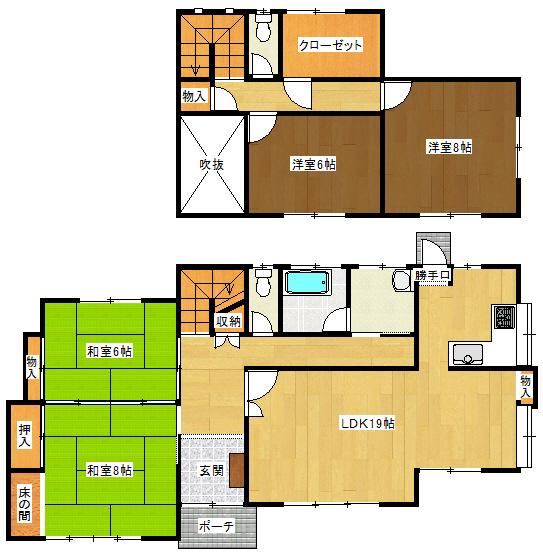 Floor plan. 22,900,000 yen, 4LDK + S (storeroom), Land area 324.97 sq m , Building area 119.67 sq m