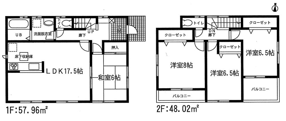 Floor plan. (1 Building), Price 17,900,000 yen, 4LDK, Land area 240.34 sq m , Building area 105.98 sq m