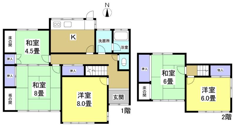 Floor plan. 23,700,000 yen, 5DK, Land area 261 sq m , Building area 96.05 sq m