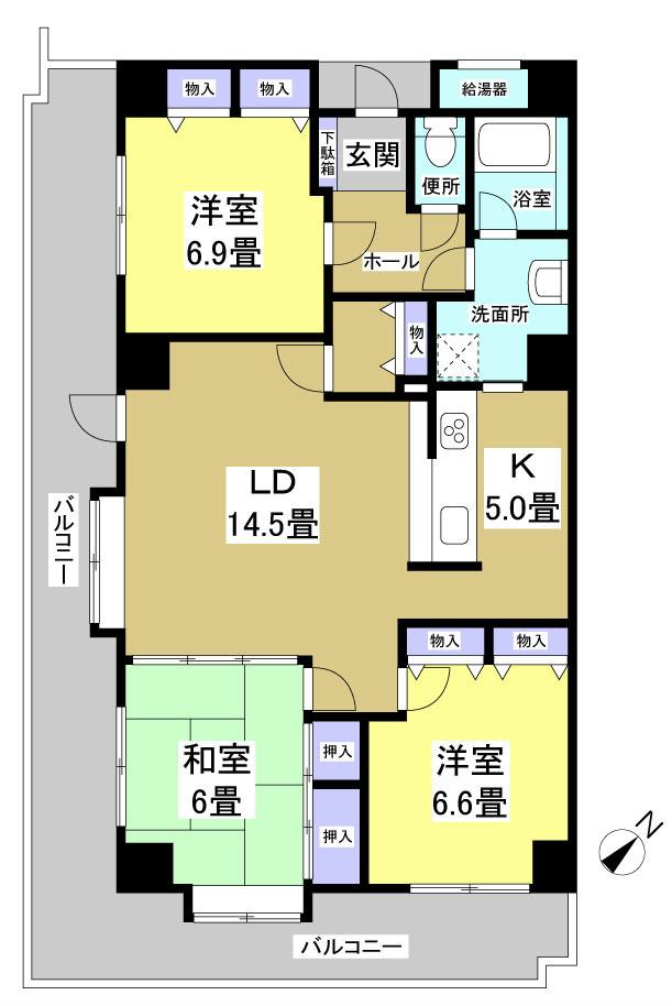 Floor plan. 3LDK, Price 10 million yen, Occupied area 89.57 sq m , Balcony area 31.9 sq m