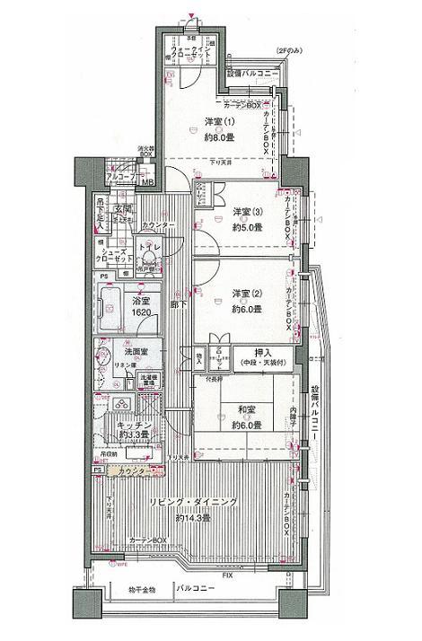 Floor plan. 4LDK + S (storeroom), Price 32,800,000 yen, Occupied area 96.89 sq m , Balcony area 10.99 sq m southeast angle room, top floor, Three-sided balcony, 3 face lighting