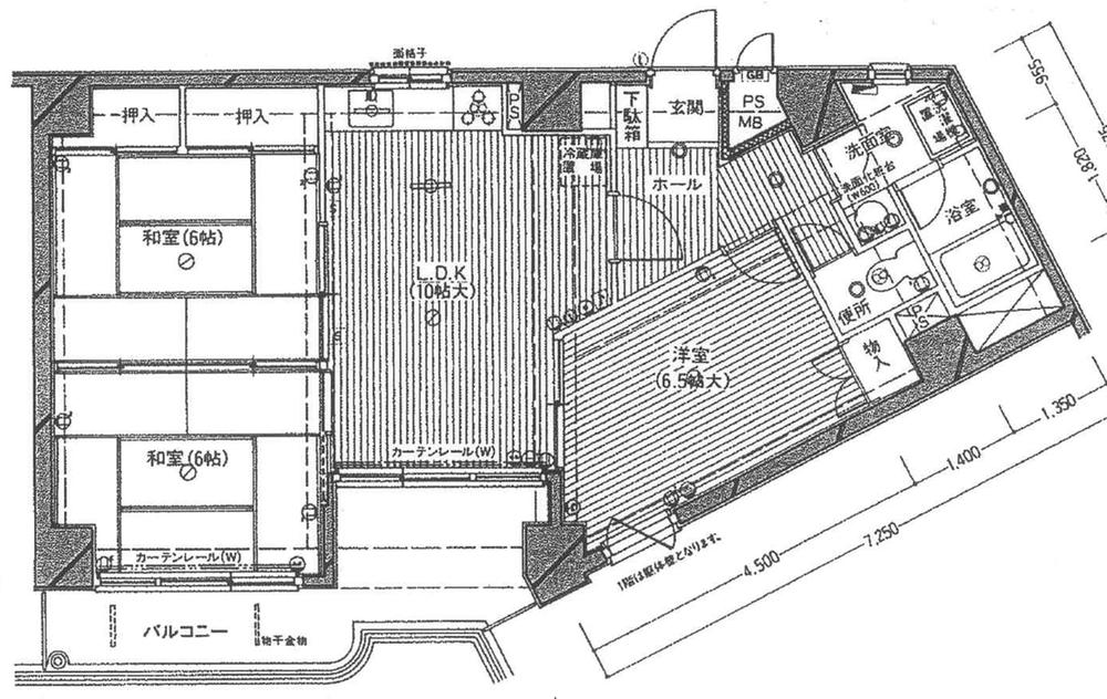 Floor plan. 3LDK, Price 4.3 million yen, Occupied area 65.09 sq m , Balcony area 10.29 sq m