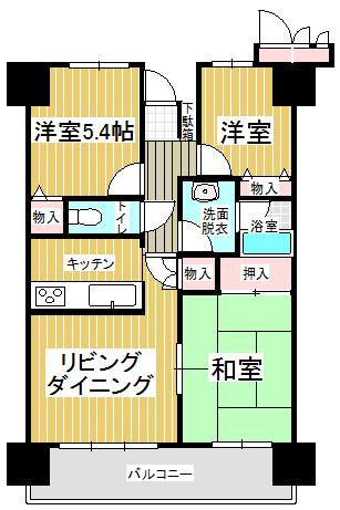 Floor plan. 3LDK, Price 11.5 million yen, Occupied area 62.85 sq m , Balcony area 10 sq m