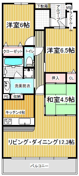 Floor plan. 3LDK, Price 18.9 million yen, Occupied area 73.61 sq m , Balcony area 13 sq m