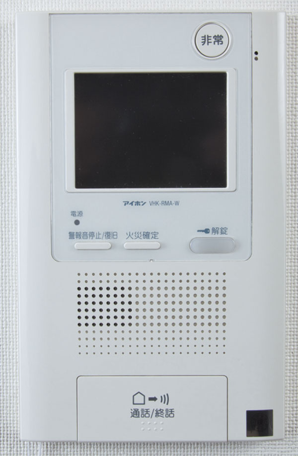 Security.  [Auto-lock system with color monitor] From within the dwelling unit after confirming the visitor of the voice and the face in the video, You can unlock the auto-lock of the shared entrance door at the touch of a button (same specifications)