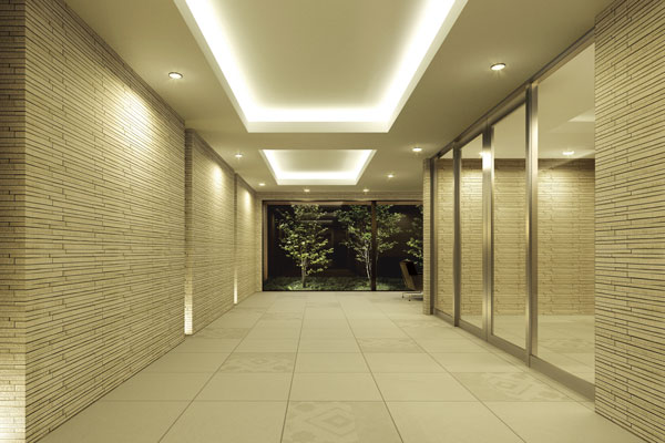 Buildings and facilities. Consideration the delicate detail, Modern Japan beauty has been expressed in a neat dignified simple (entrance lobby Rendering)