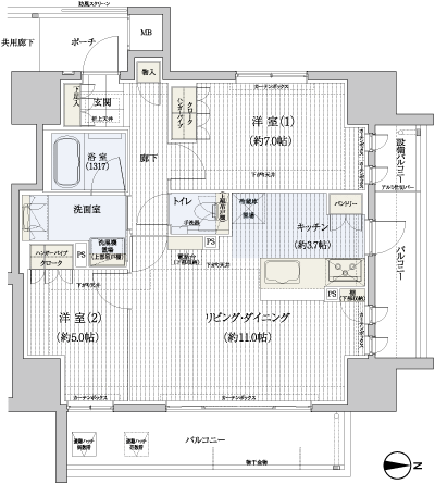 Floor: 2LDK, occupied area: 60.68 sq m, price: 24 million yen