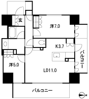Floor: 2LDK, occupied area: 60.68 sq m, price: 24 million yen