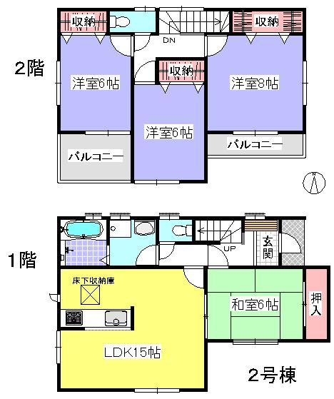 Floor plan. 25,800,000 yen, 4LDK, Land area 166.94 sq m , Building area 98.54 sq m