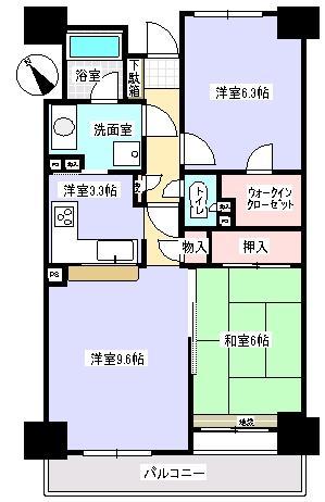 Floor plan. 2LDK, Price 13.5 million yen, Footprint 59.6 sq m , Balcony area 7.92 sq m