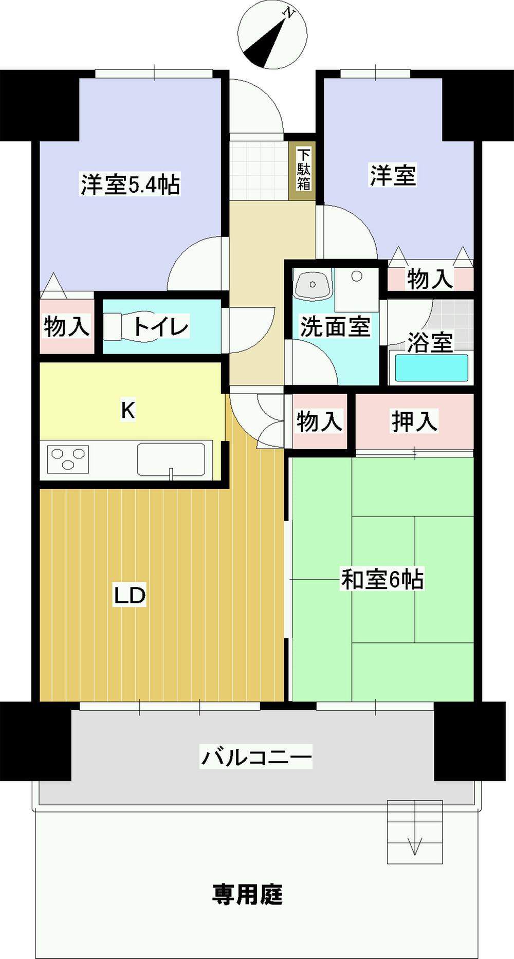 Floor plan. 3LDK, Price 11.5 million yen, Occupied area 62.85 sq m , Balcony area 9.67 sq m
