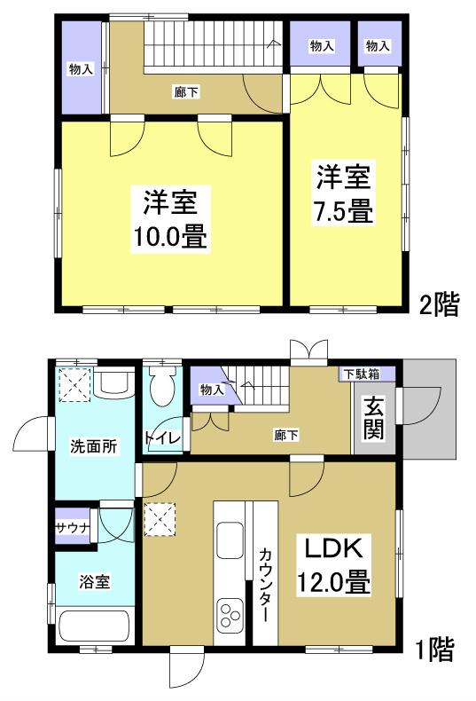 Floor plan. 12.8 million yen, 2LDK, Land area 115.71 sq m , Building area 79.48 sq m