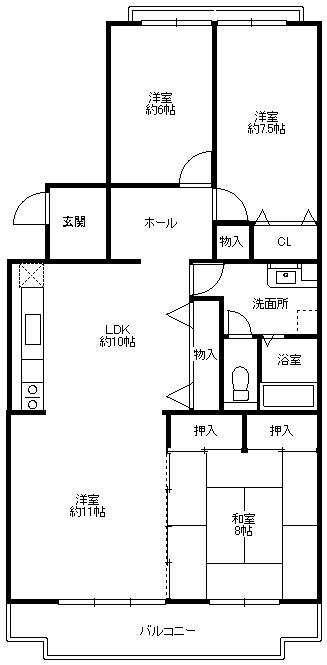 Floor plan. 3LDK, Price 12 million yen, Footprint 90.8 sq m