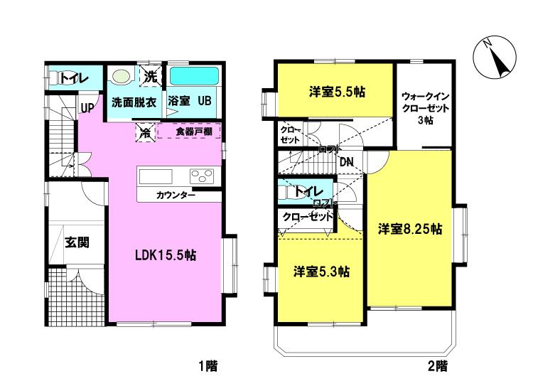 Floor plan. 21,800,000 yen, 3LDK + 2S (storeroom), Land area 93.26 sq m , Building area 84.88 sq m