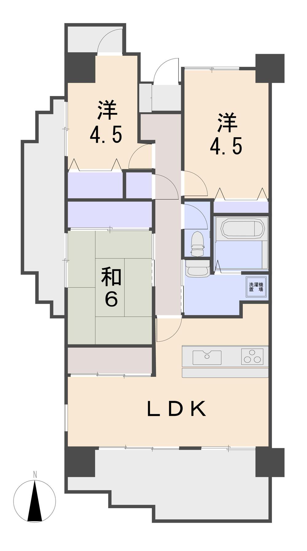 Floor plan. 3LDK, Price 12.8 million yen, Occupied area 71.08 sq m , Balcony area 18.76 sq m
