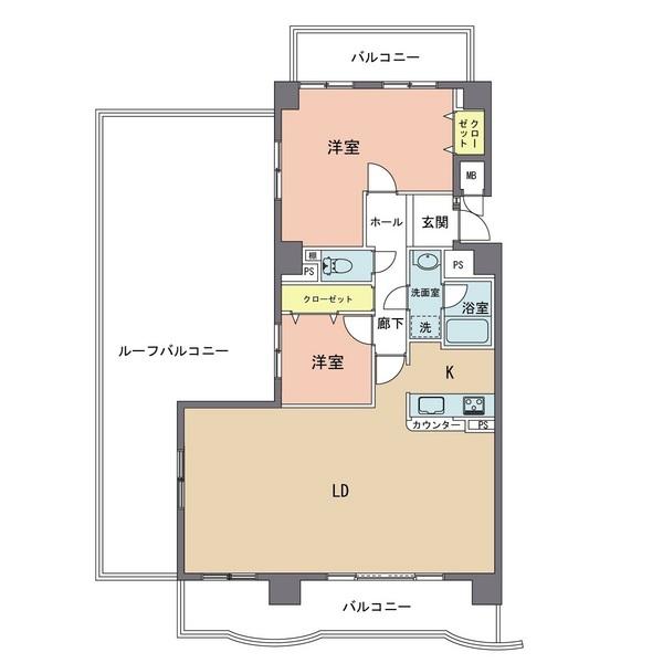 Floor plan. 2LDK, Price 19,800,000 yen, Occupied area 86.57 sq m , Balcony area 17 sq m