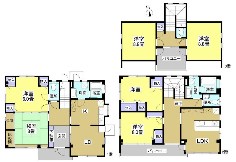 Floor plan. 49,800,000 yen, 6LDK, Land area 404.44 sq m , Building area 193.21 sq m