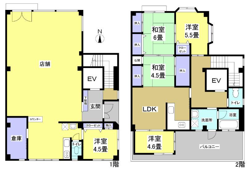 Floor plan. 35 million yen, 4LDK, Land area 162.97 sq m , Building area 185.76 sq m 1 floor store, Second floor residence