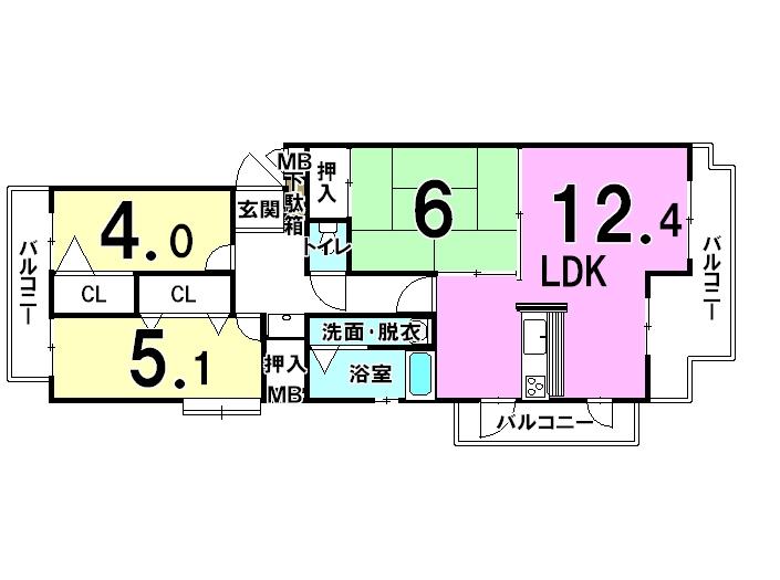 Floor plan. 3LDK, Price 9.9 million yen, Occupied area 66.21 sq m , Balcony area 20.02 sq m