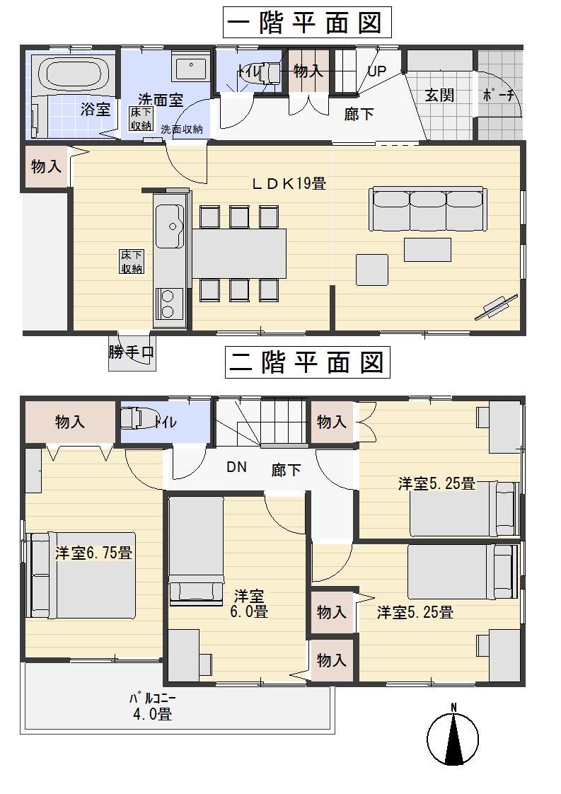 Floor plan. 26.7 million yen, 4LDK, Land area 123.11 sq m , Building area 98.94 sq m 1 floor, 2 is a floor plan view