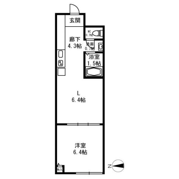 Floor plan. 2K, Price 5.5 million yen, Occupied area 36.51 sq m , Balcony area 4.41 sq m floor plan