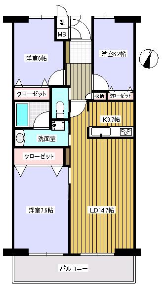 Floor plan. 3LDK, Price 28.5 million yen, Occupied area 82.95 sq m , Balcony area 11.39 sq m