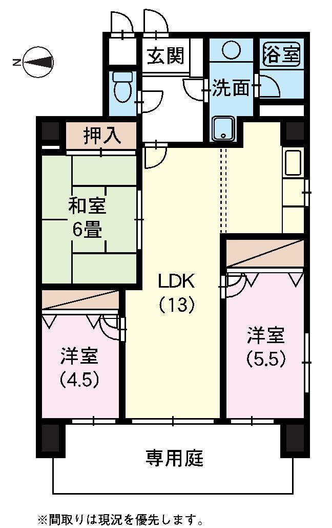 Floor plan. 3LDK, Price 7.5 million yen, Occupied area 70.92 sq m , Balcony area 13.75 sq m