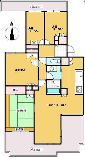 Floor plan. 4LDK, Price 15.8 million yen, Occupied area 94.86 sq m , Balcony area 28.58 sq m