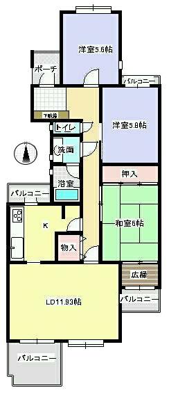 Floor plan. 3LDK, Price 8.5 million yen, Occupied area 79.98 sq m , Balcony area 12.93 sq m