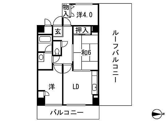 Floor plan. 3DK, Price 6.8 million yen, Footprint 55.7 sq m